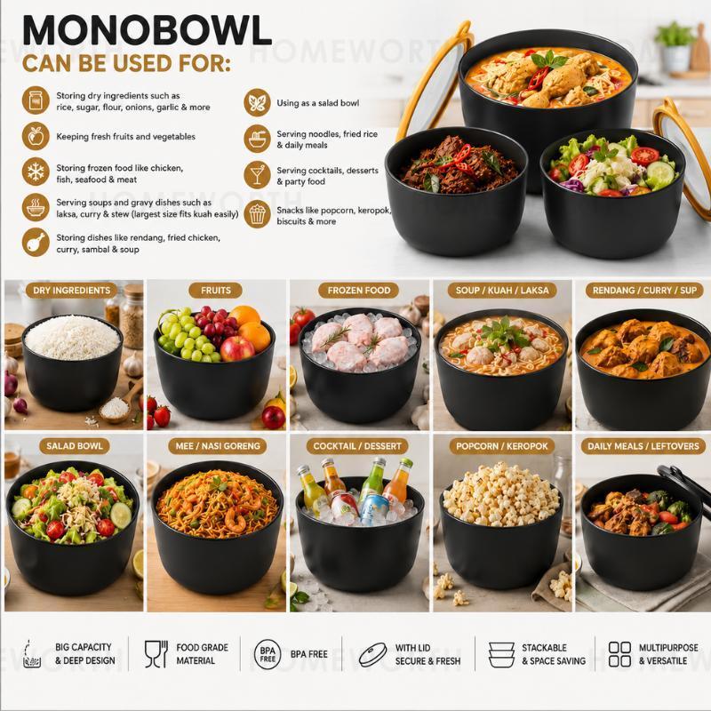 MONOBOWL EXTRA LARGE 3 In 1 Premium Airtight Food Storage Container